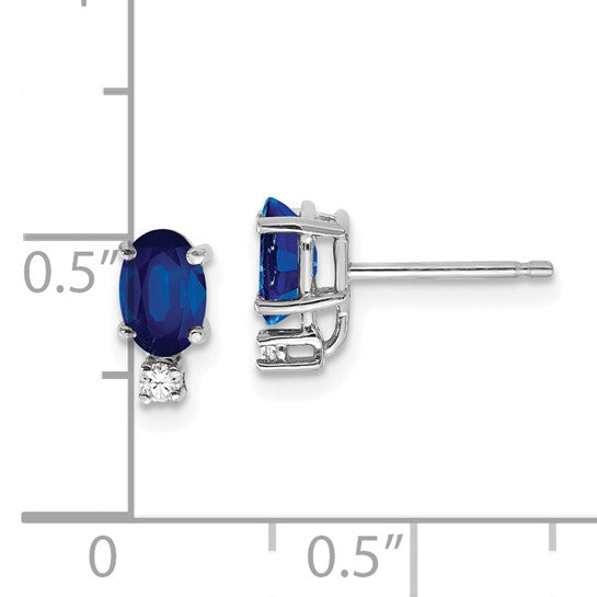 14kt White Gold 6x4mm Oval Sapphire VS Diamond Earrings