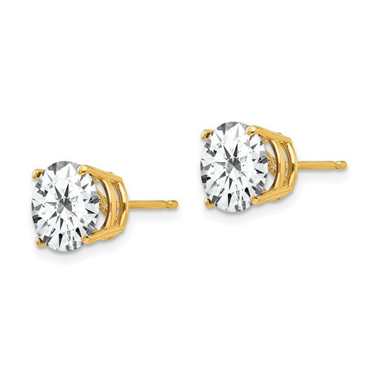 14kt Yellow Gold 8mm Cubic Zirconia Post Earrings