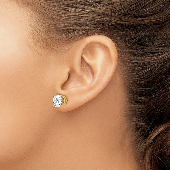 14kt Yellow Gold 8mm Cubic Zirconia Post Earrings