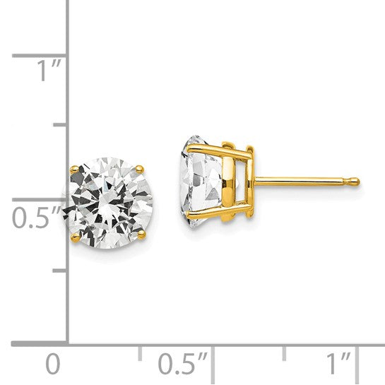 14kt Yellow Gold 8mm Cubic Zirconia Post Earrings