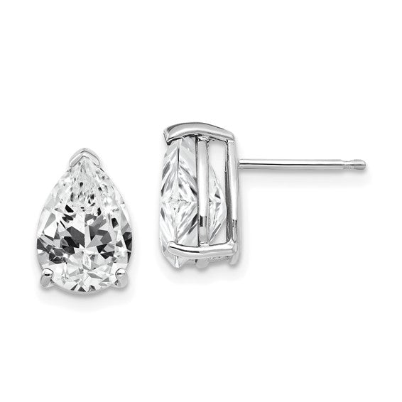 14kt White Gold Cubic Zirconia Pear Stud Earrings