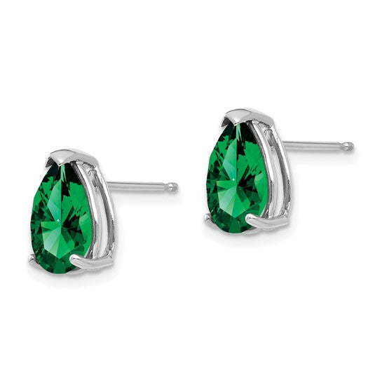 14kt White Gold Mount St. Helens Pear Stud Earrings