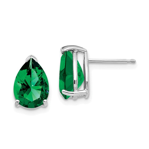 14kt White Gold Mount St. Helens Pear Stud Earrings