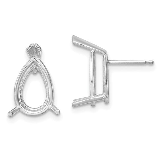 14kt White Gold 12x8 Pear Earring Mountings