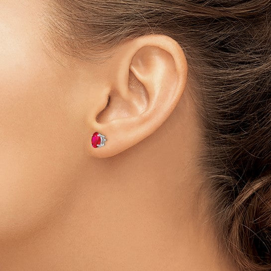 14kt White Gold Ruby Earrings