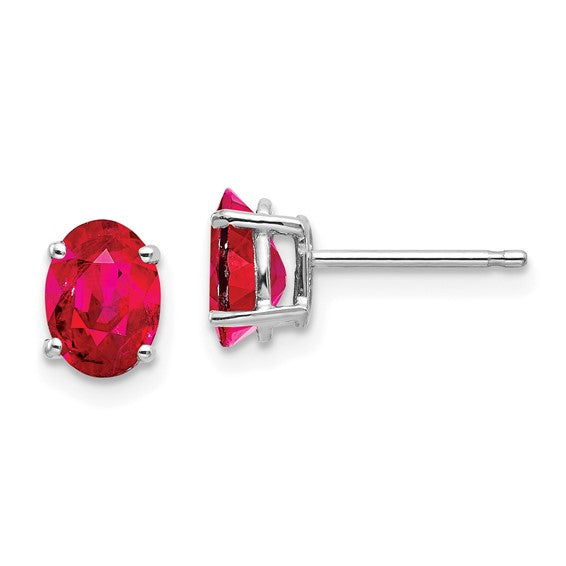 14kt White Gold Ruby Earrings