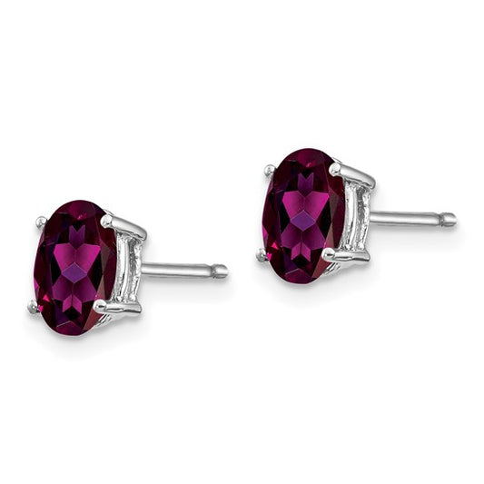 14kt White Gold Rhodolite Garnet Oval Stud Earrings