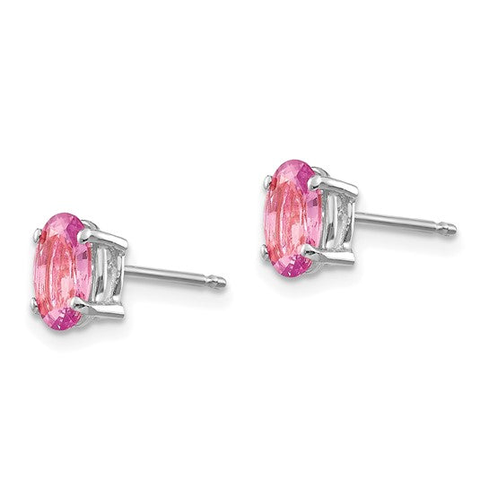 14kt White Gold Pink Sapphire Earrings