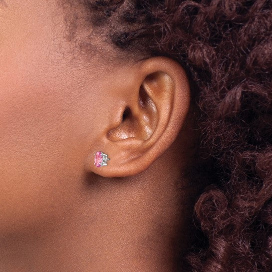 14kt White Gold Pink Sapphire Earrings
