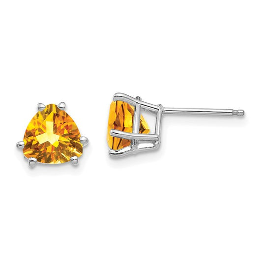 14kt White Gold Citrine Trillion Stud Earrings