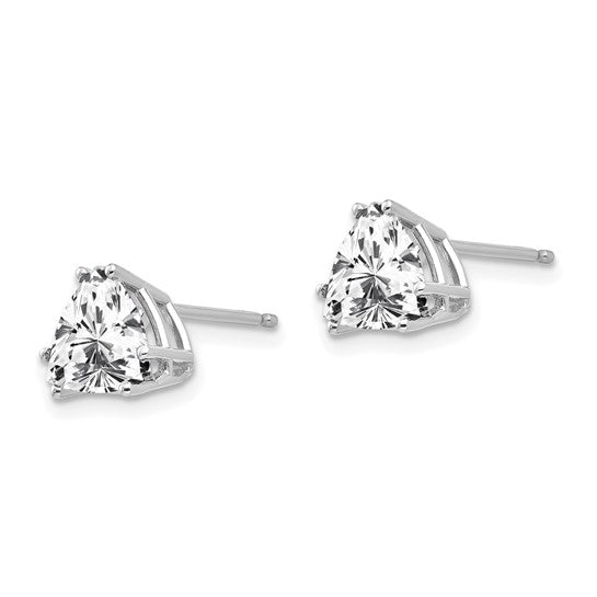14kt White Gold Cubic Zirconia Trillion Stud Earrings