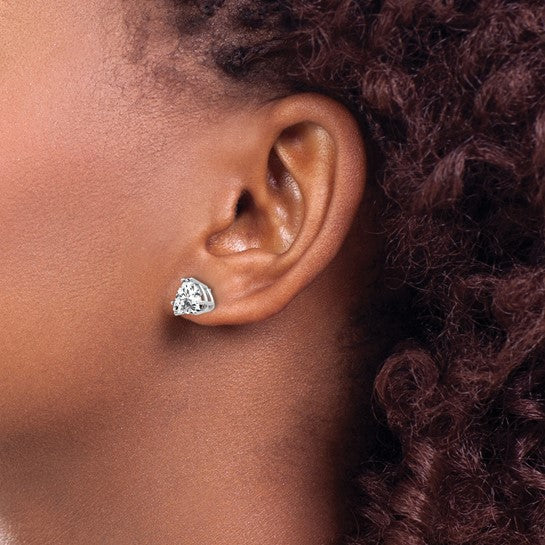 14kt White Gold Cubic Zirconia Trillion Stud Earrings