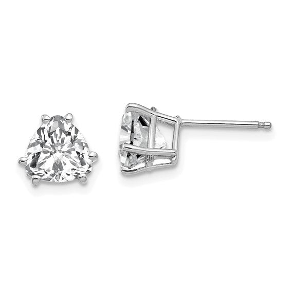 14kt White Gold Cubic Zirconia Trillion Stud Earrings