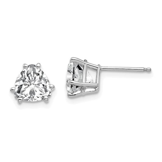 14kt White Gold Cubic Zirconia Trillion Stud Earrings
