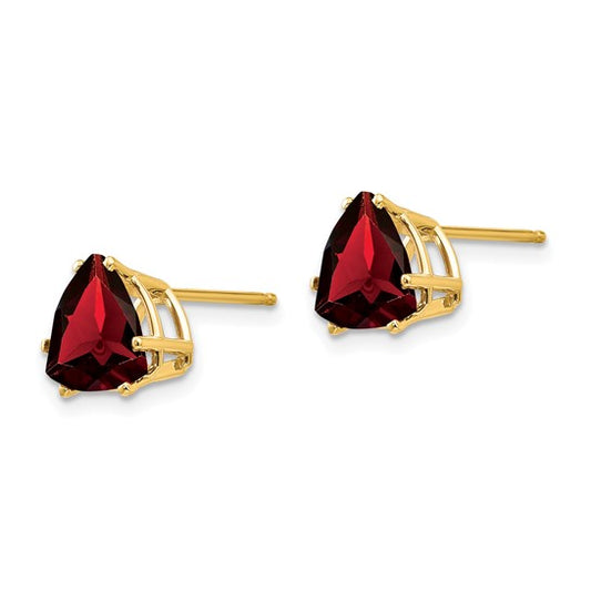 14kt Yellow Gold 8mm Garnet Post Earrings