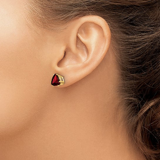 14kt Yellow Gold 8mm Garnet Post Earrings