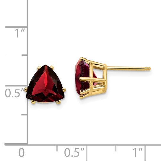 14kt Yellow Gold 8mm Garnet Post Earrings