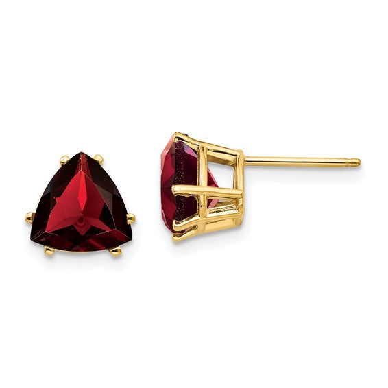 14kt Yellow Gold 8mm Garnet Post Earrings