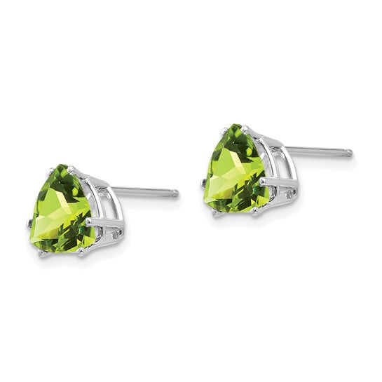 14kt White Gold Peridot Trillion Stud Earrings