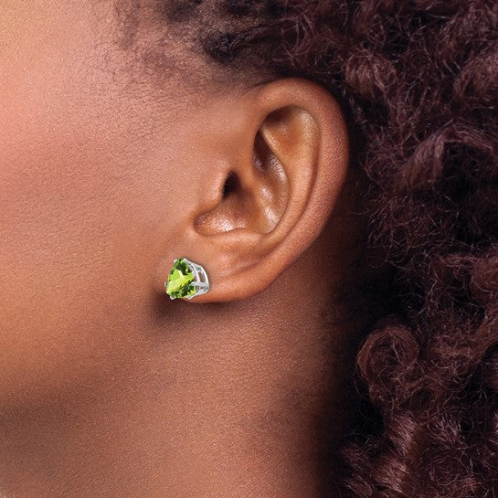 14kt White Gold Peridot Trillion Stud Earrings