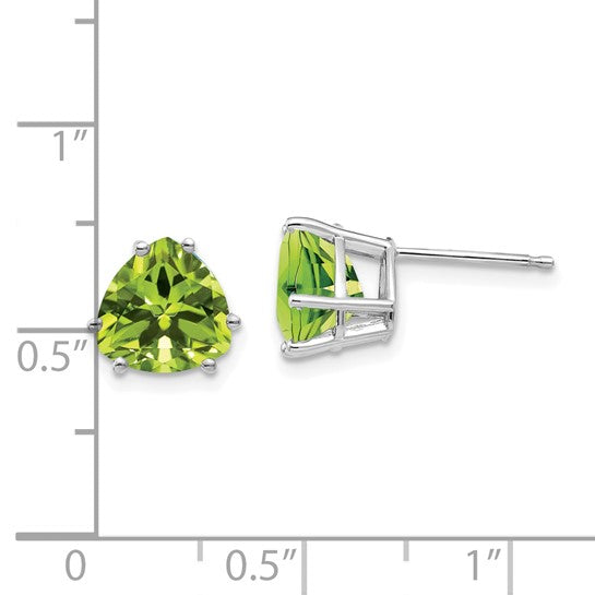 14kt White Gold Peridot Trillion Stud Earrings
