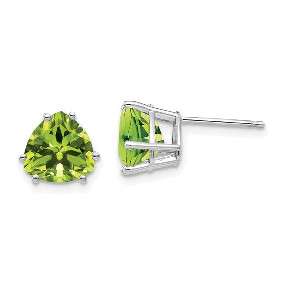 14kt White Gold Peridot Trillion Stud Earrings