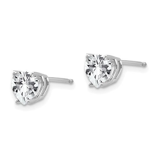 14kt White Gold 6mm Heart Cubic Zirconia Earrings