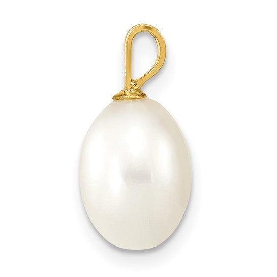 14kt Yellow Gold 7-8mm White Rice Freshwater Cultured Pearl Pendant