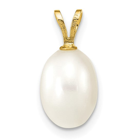 14kt Yellow Gold 7-8mm White Rice Freshwater Cultured Pearl Pendant