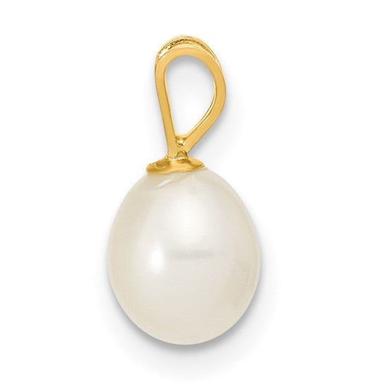 14kt Yellow Gold 6-7mm White Rice Freshwater Cultured Pearl Pendant