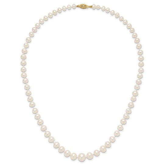 14kt Yellow Gold 4-9mm White Freshwater Cultured Pearl Graduated 18 inch Necklace