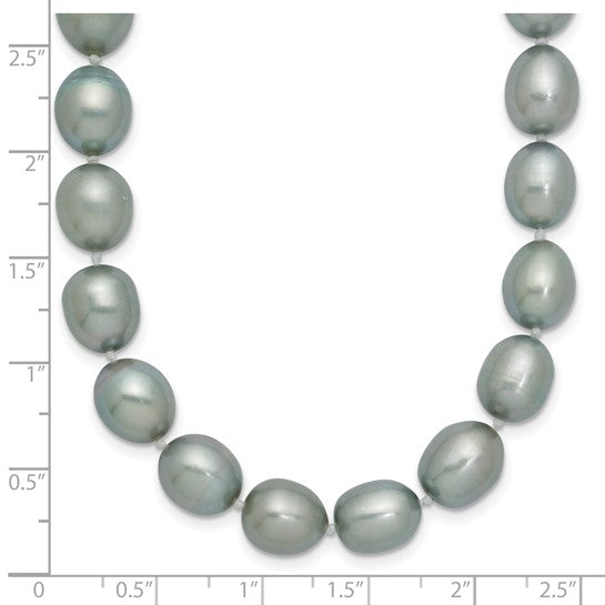 14kt White Gold 8-9mm Grey Rice Freshwater Cultured Pearl 18 inch Necklace