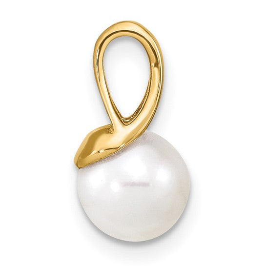 14kt Yellow Gold 7-8mm White Freshwater Cultured Pearl Polished Pendant