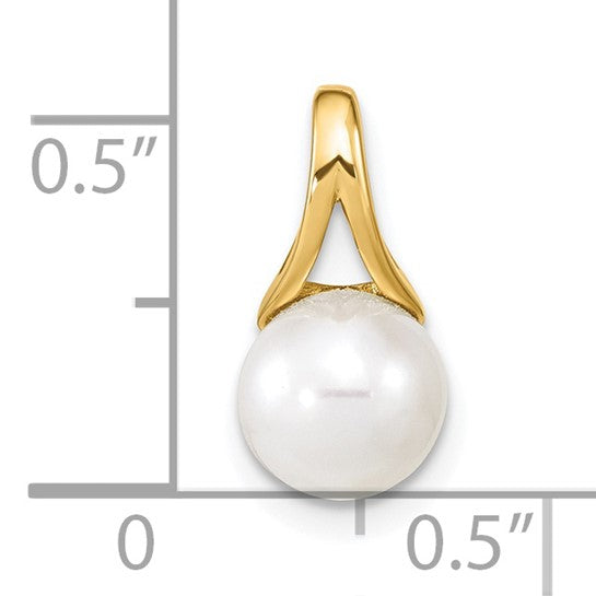 14kt Yellow Gold 7-8mm White Freshwater Cultured Pearl Polished Pendant