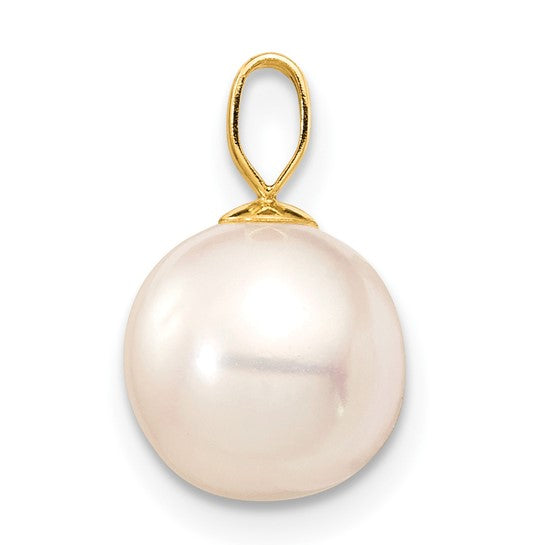 14kt Yellow Gold 8-9mm White Round Freshwater Cultured Pearl Pendant