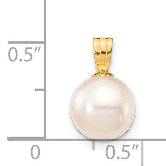 14kt Yellow Gold 8-9mm White Round Freshwater Cultured Pearl Pendant