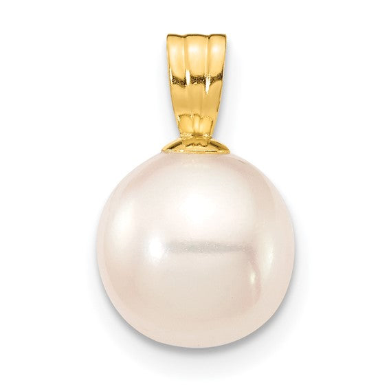 14kt Yellow Gold 8-9mm White Round Freshwater Cultured Pearl Pendant