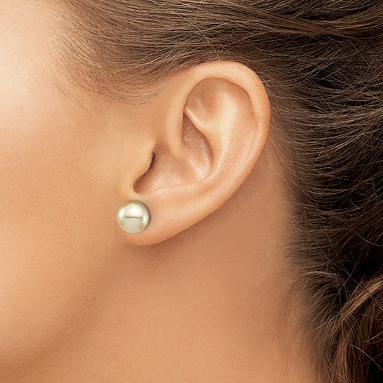 14kt Yellow Gold 9-10mm Round Golden South Sea Saltwater Cultured Pearl Post Earrings