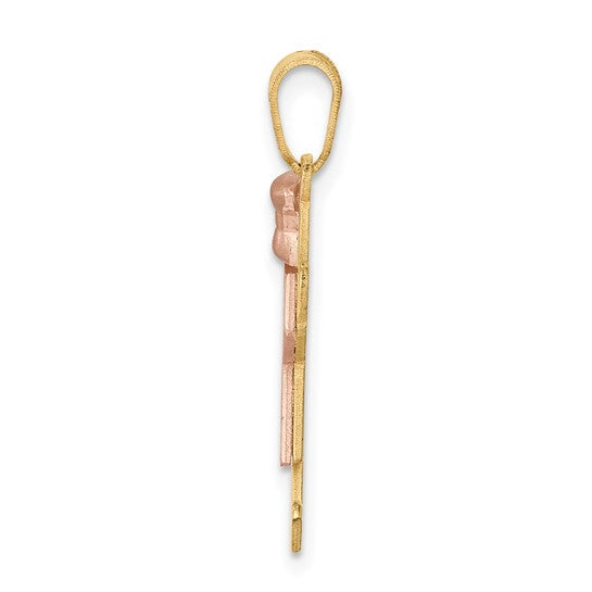 14kt Two-Tone Small Girl with Bow on Left Engravable Charm