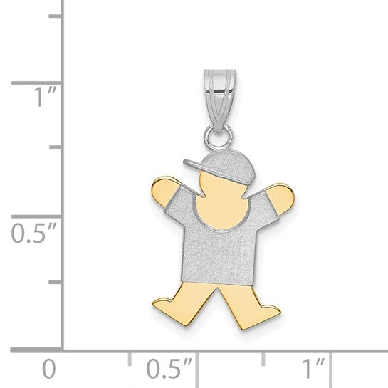 14kt Two-Tone Small Boy with Hat on Right Engravable Charm
