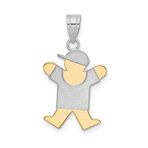 14kt Two-Tone Small Boy with Hat on Right Engravable Charm