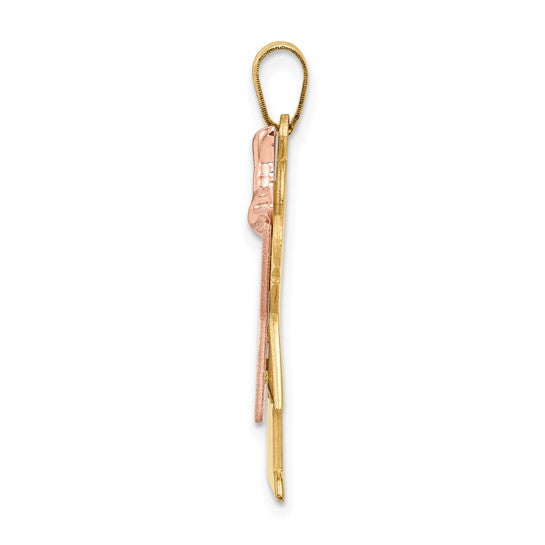 14kt Two-Tone Large Girl with Bow on Right Engravable Charm