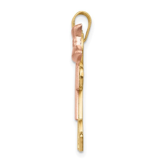 14kt Tri-Color Large Boy on Left and Girl on Right Engravable Charm