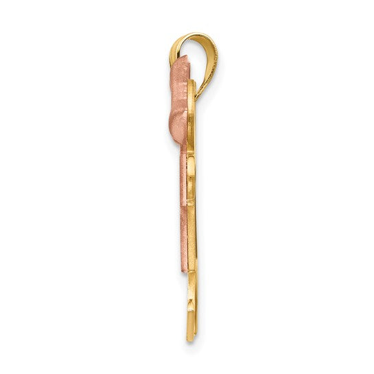 14kt Two-Tone Large Double Girls Engravable Charm