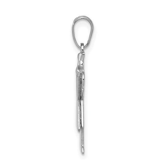 14kt White Gold Small Girl with Bow on Right Engravable Charm