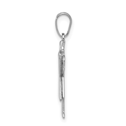 14kt White Gold Small Girl with Bow on Right Engravable Charm