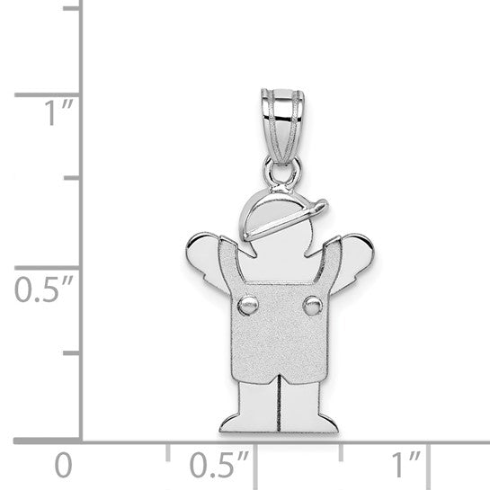14kt White Gold Small Boy with Hat on Left Engravable Charm