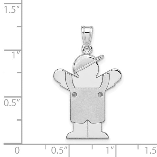 14kt White Gold Medium Boy with Hat on Left Engravable Charm