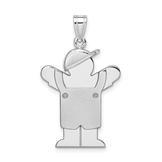 14kt White Gold Medium Boy with Hat on Left Engravable Charm