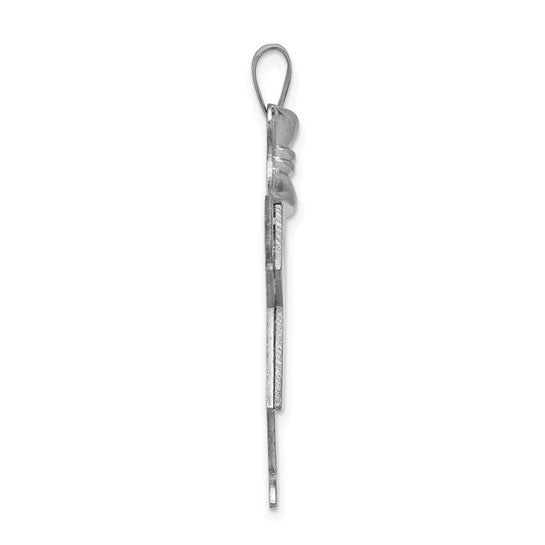 14kt White Gold Large Girl with Bow on Left Engravable Charm
